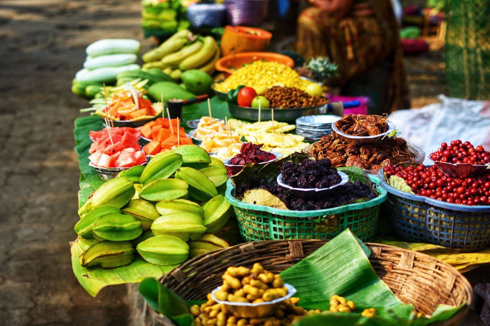 Fruit and vegetable stalls on a Kensington Market street in Toronto