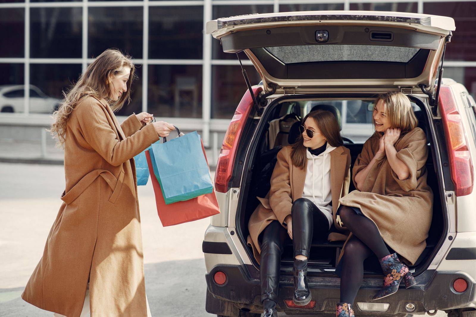 Shopping bags loaded into the trunk of a waiting black car after an afternoon at Square One in Mississauga