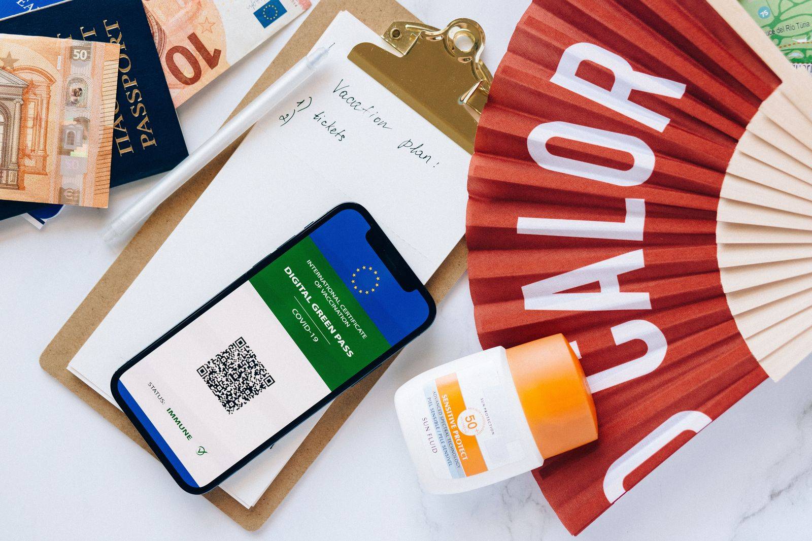 Passports and boarding passes laid out the night before a cross-border drive to Buffalo airport