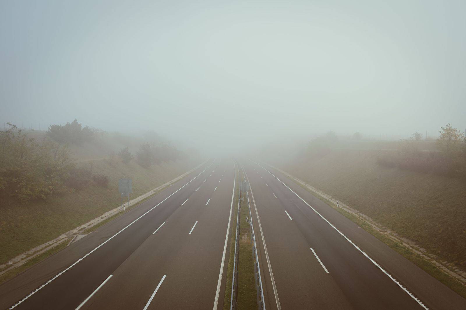 Morning traffic on a multi-lane highway, like the 401 between Milton and Mississauga