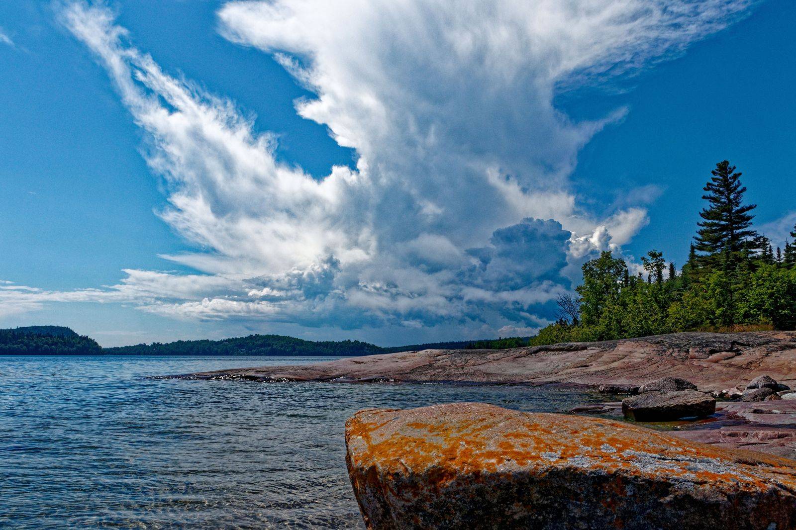 The Georgian Bay shoreline near Collingwood in summer, when the drive to Pearson meets beach traffic