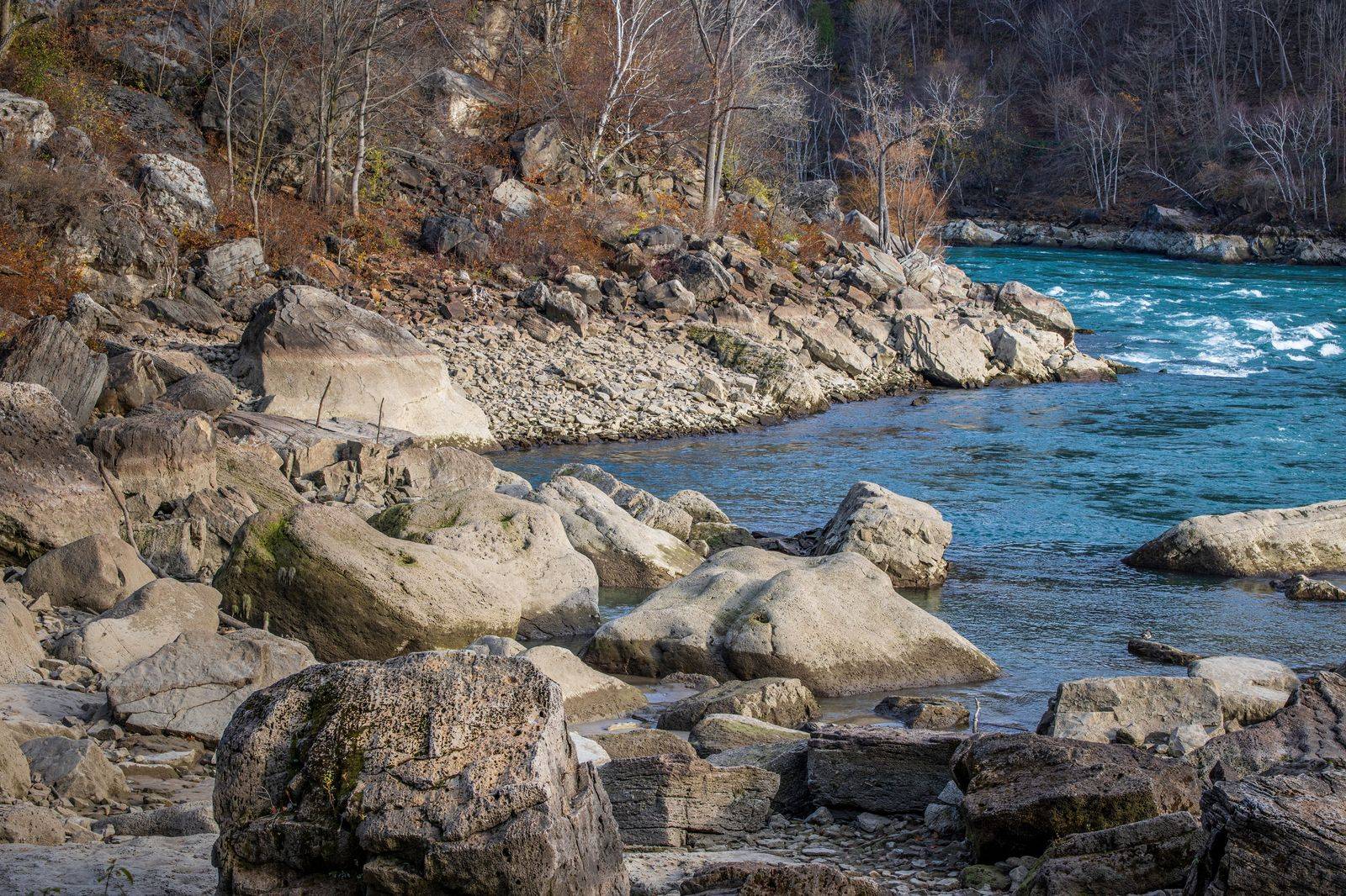 The Niagara River gorge and a border bridge between Ontario and New York