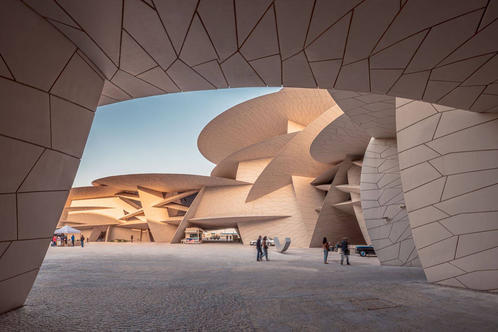The modern exterior of a museum building in a city