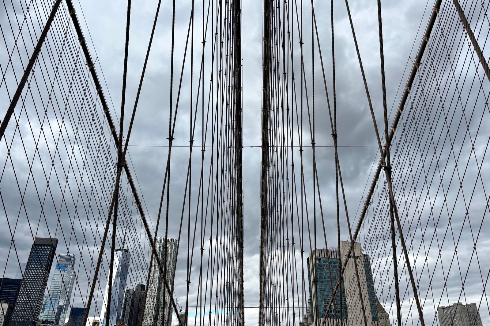 The Manhattan skyline seen from a bridge on the drive in from the airport
