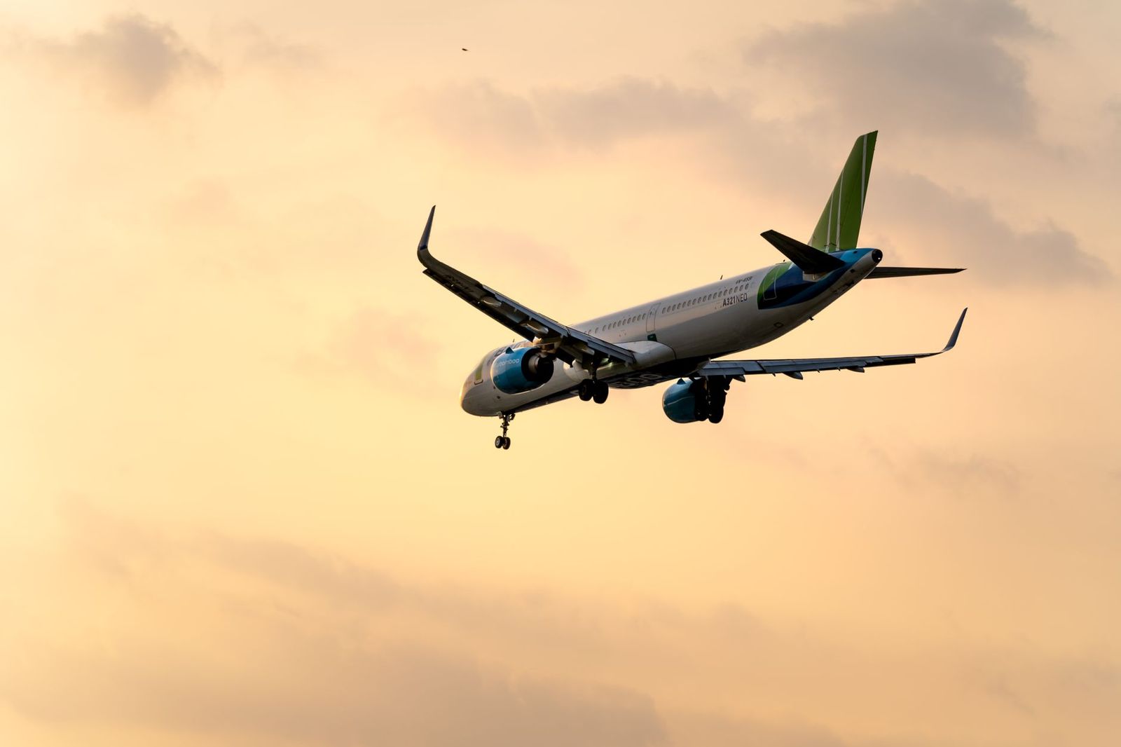 An airplane landing over a highway in the evening near Toronto Pearson and Brampton