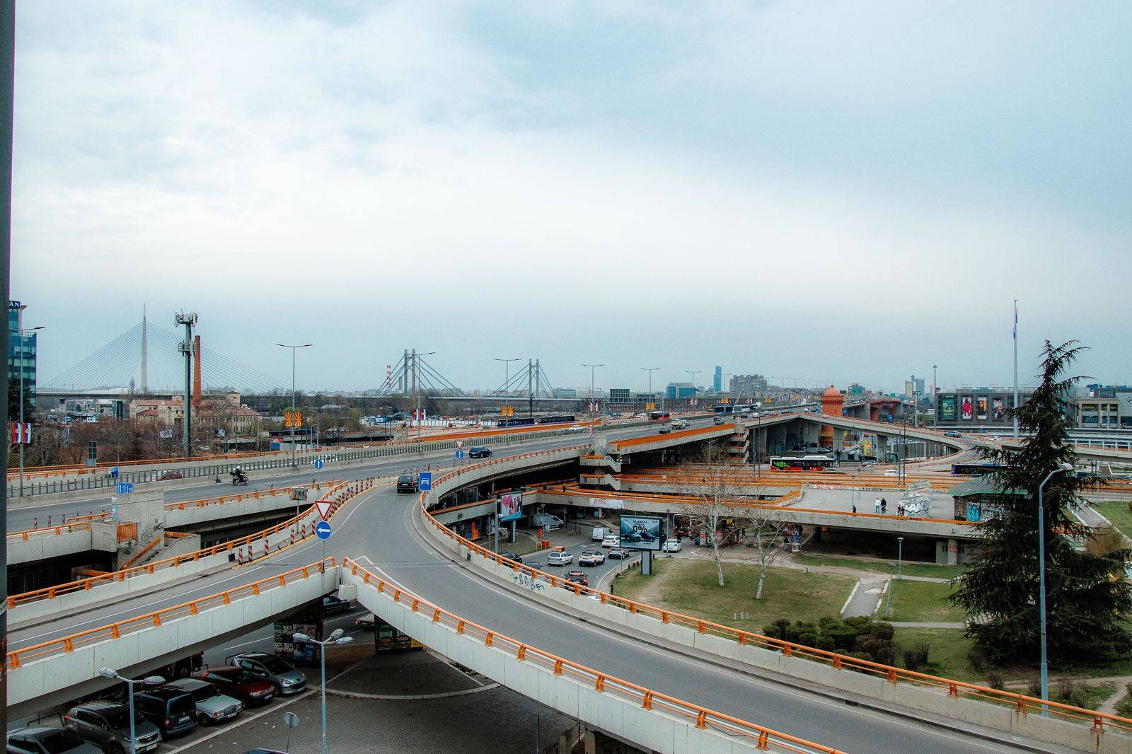A highway interchange on the 401 west of Toronto on the way to the outlets
