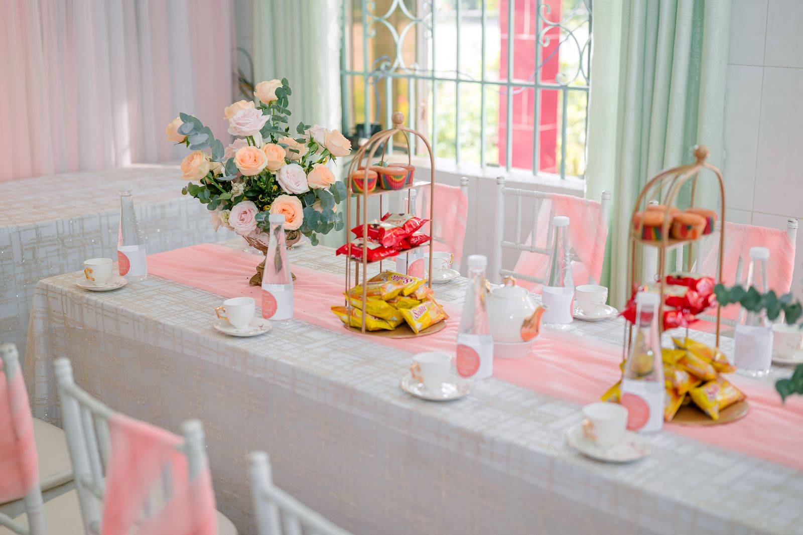 A table set for afternoon tea in an elegant hotel room