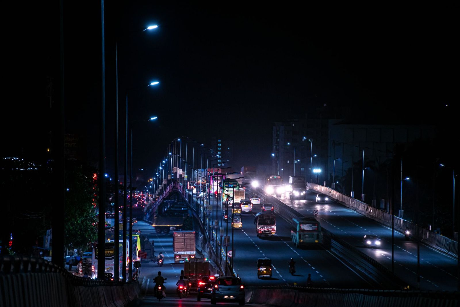 Lakeshore traffic easing late at night after a waterfront concert in Toronto