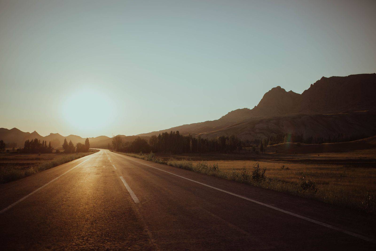 An empty highway at sunrise, the usual view on the early run from Sarnia to Pearson