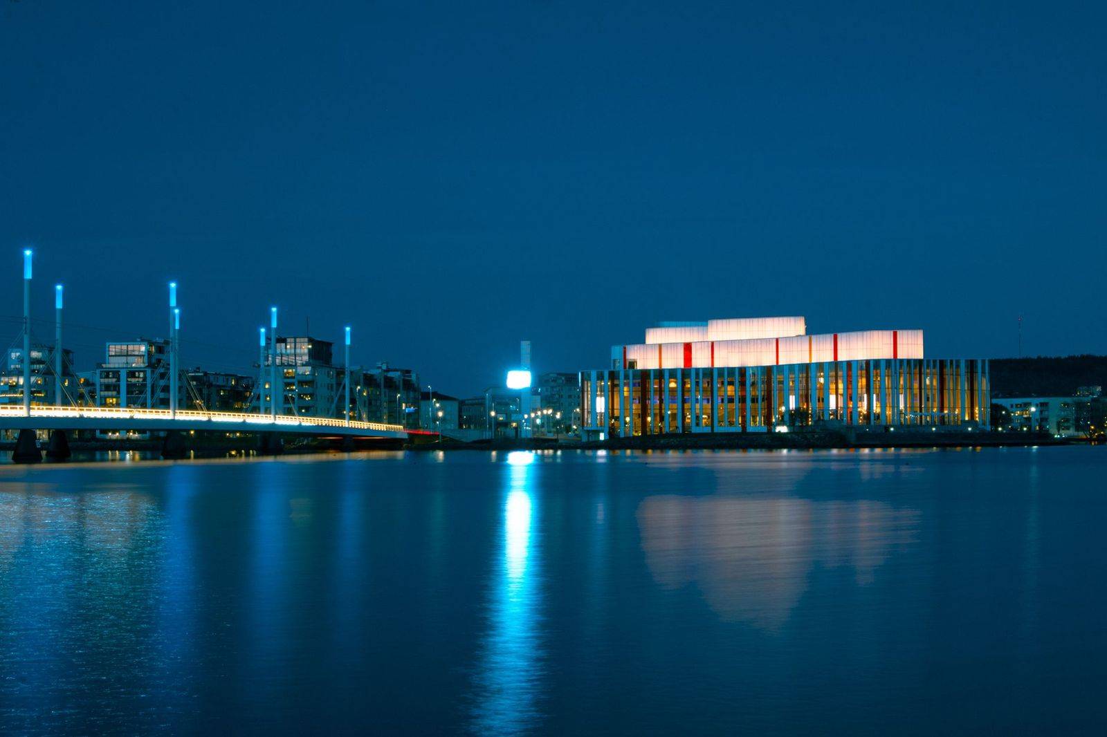 The Toronto skyline and lakefront at dusk seen from the waterfront