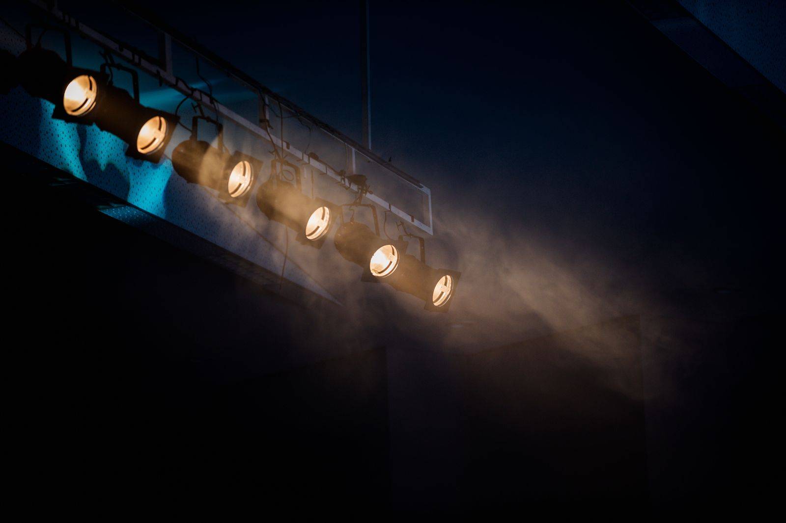 Stage lights over a concert crowd at a resort theatre near Toronto