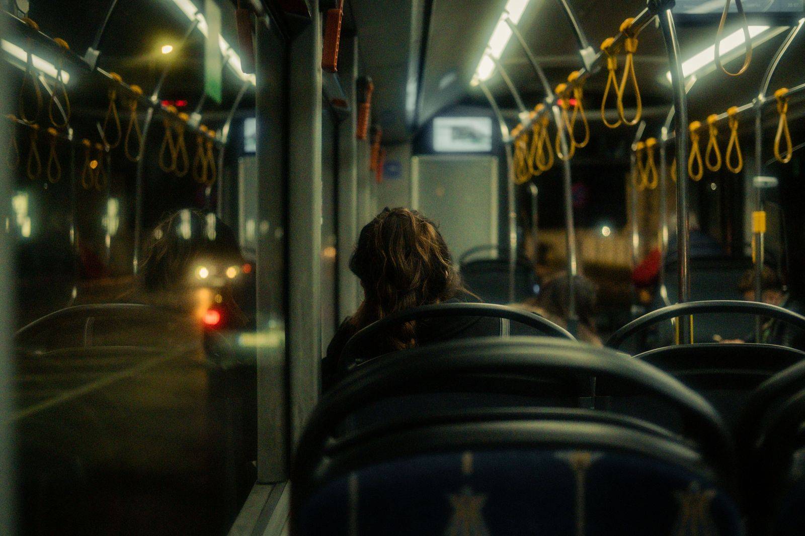 The lit interior of a party bus used for a group celebration leaving Scarborough