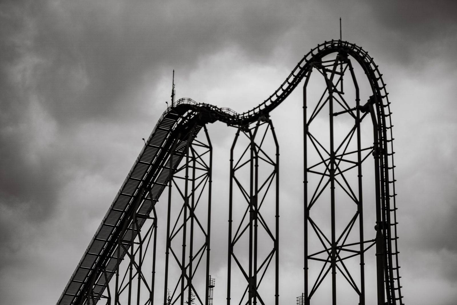 A roller coaster against a summer sky at a Vaughan amusement park