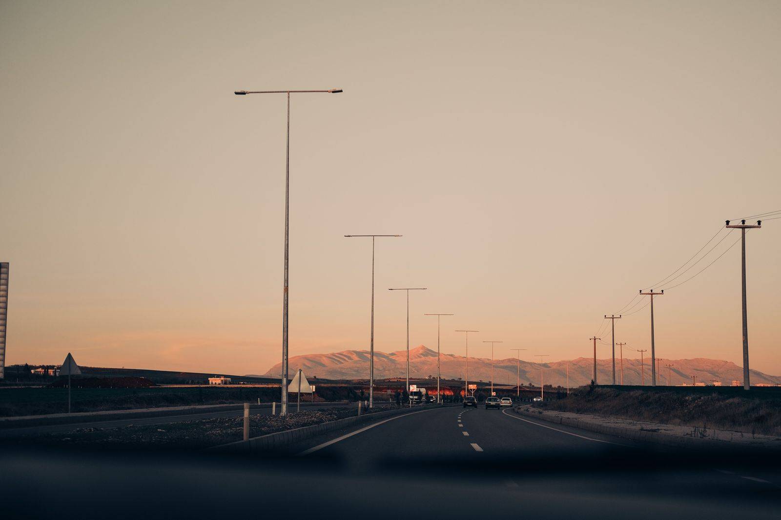 Toll highway at dusk on a chauffeured trip north of Toronto