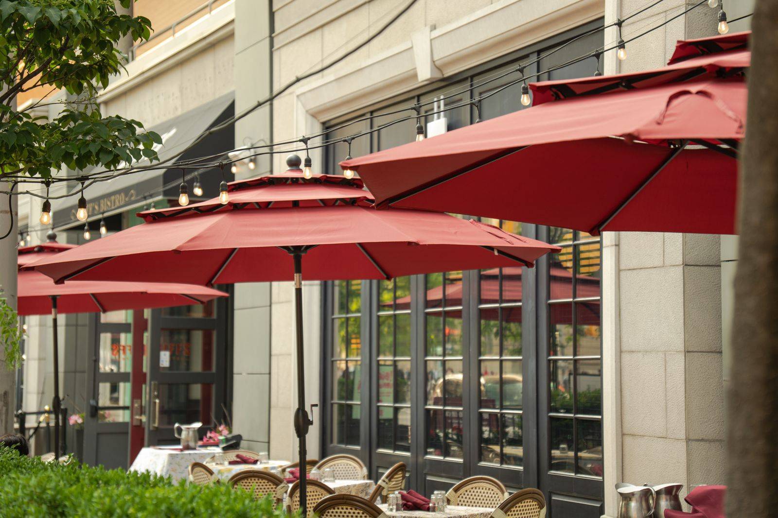 A restaurant patio on a warm Toronto summer evening