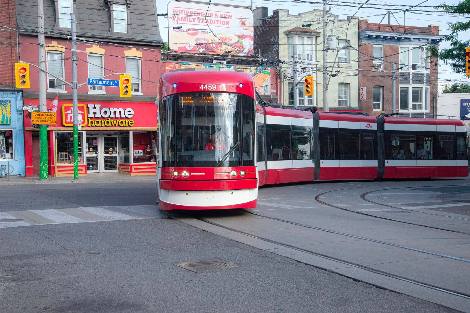 A Toronto streetcar on a downtown street, the easiest way to cover short distances