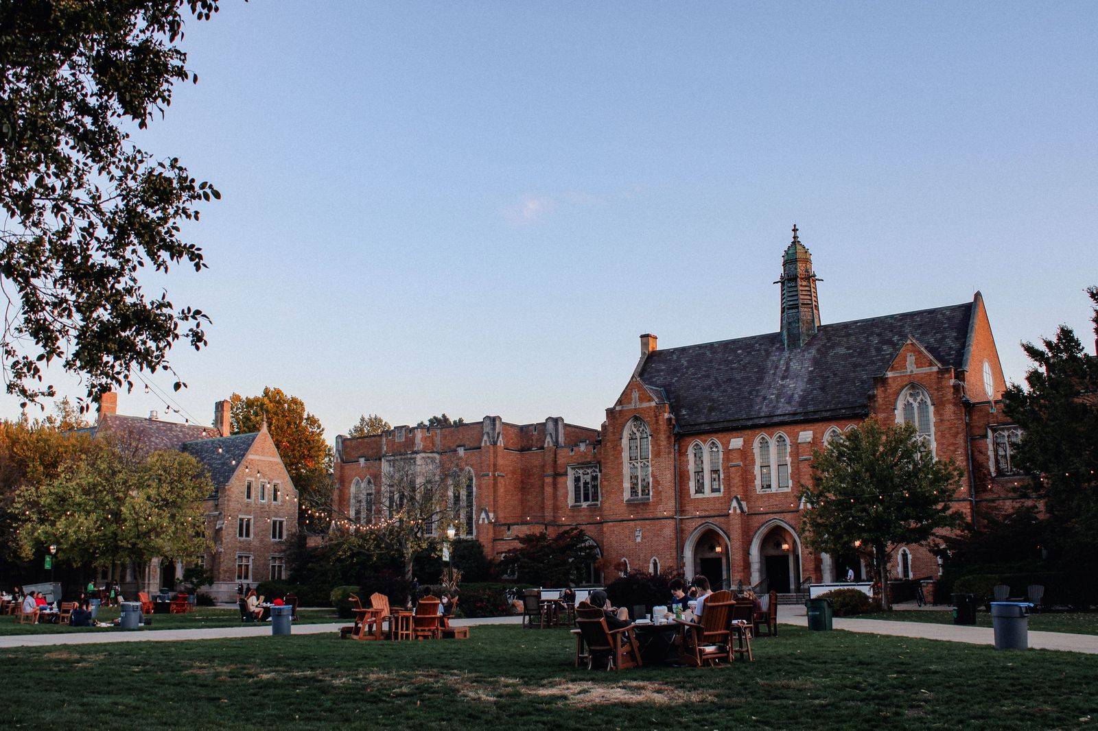 Brick university buildings in autumn, a regular Toronto to Rochester family drive